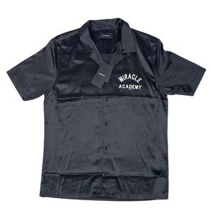 NAHMIAS Miracle Academy Mens Small Silk Button Down Black Shirt Streetwear $695